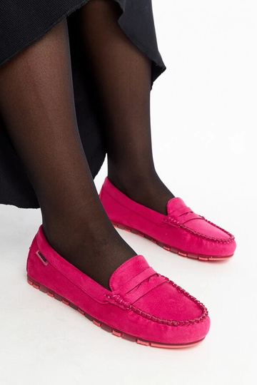Nafisah tamsiai rožinės spalvos zomšiniai loaferiai 2