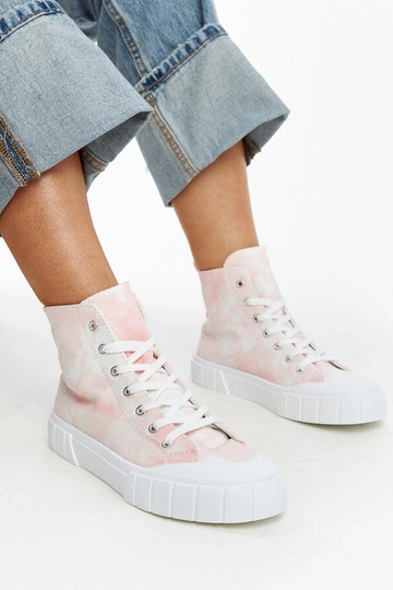 Raissa rožiniai aukštakulniai audinio sportbačiai 2