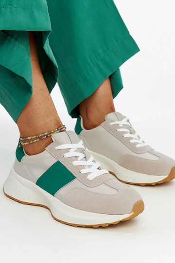 Pilki-žali odiniai sportiniai bateliai Ganim