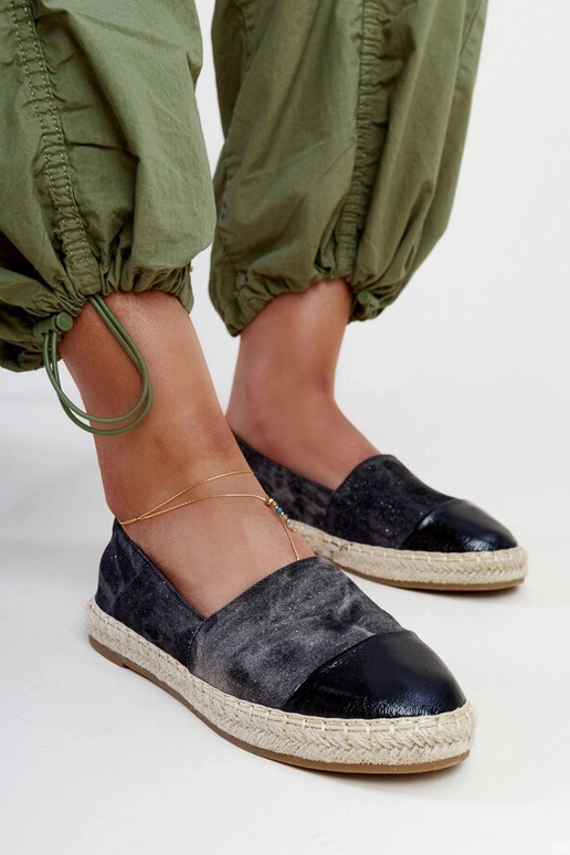 Juodos blizgios Surana espadrilės Juodos blizgios Surana espadrilės