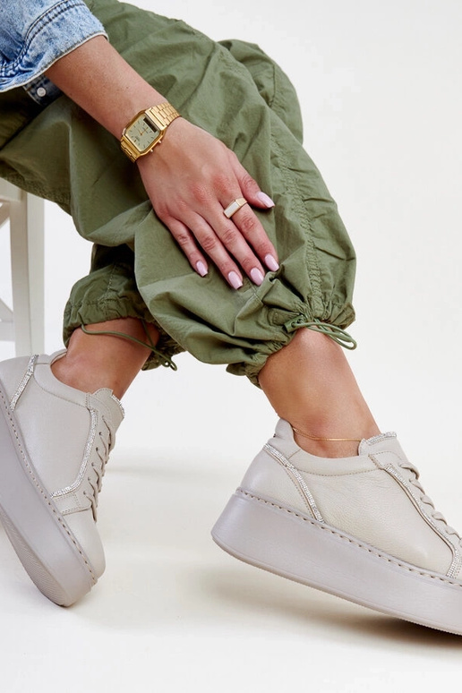 Tamsiai rudos odinės sportbačiai su...