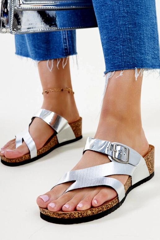 Sidabrinės metalinės Donata sandalai