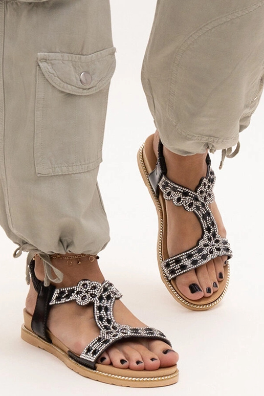 Blizgantys juodi Shahida sandalai Blizgantys juodi Shahida sandalai