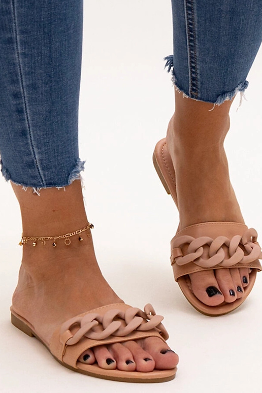 Rudos šlepetės su matine grandine Aliyan Rudos šlepetės su matine grandine Aliyan