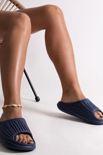 Navy Miniya ruched mules 2