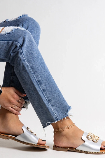 Sidabrinės šlepetės su...