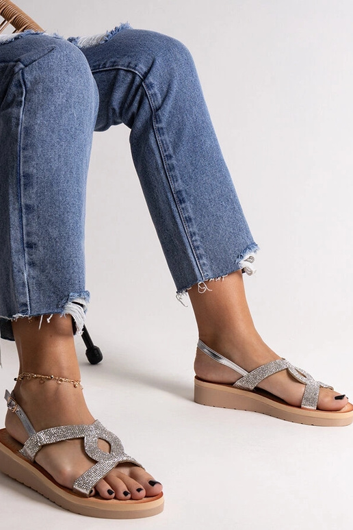 Sidabrinės platforminės basutės su...