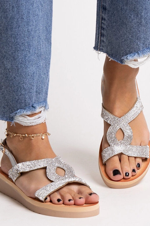 Sidabrinės platforminės basutės su...