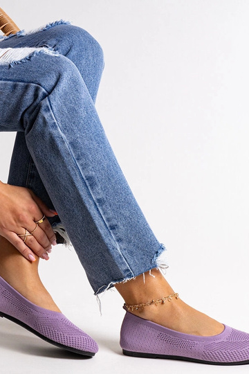 Violetinės spalvos audinio balerinos Yafia