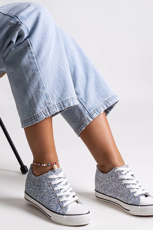 Jadwa mėlyni blizgūs aukšti sportbačiai