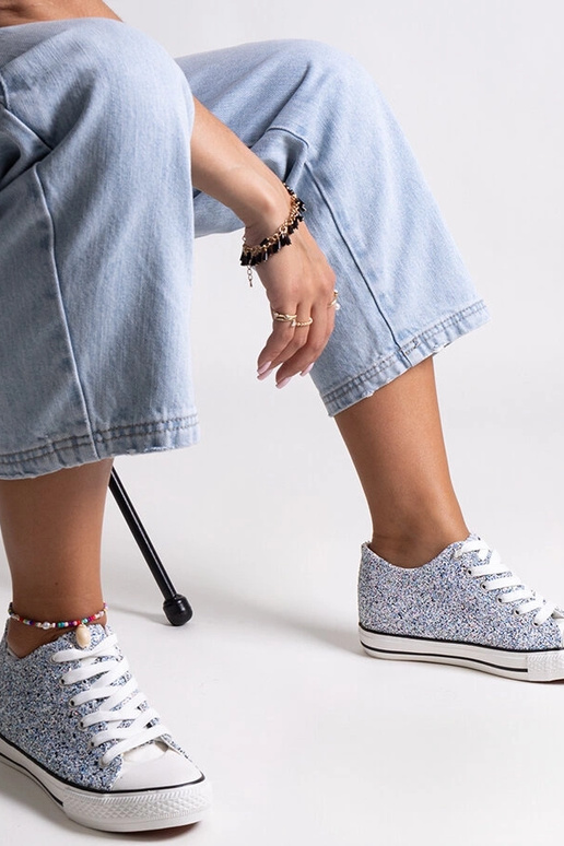 Jadwa mėlyni blizgūs aukšti sportbačiai