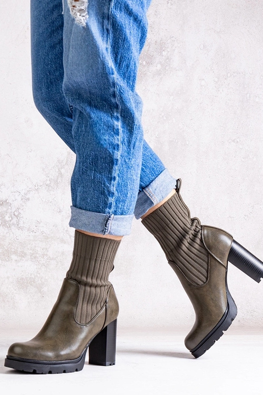 Žali batai su blokiniu kulnu iš eko...