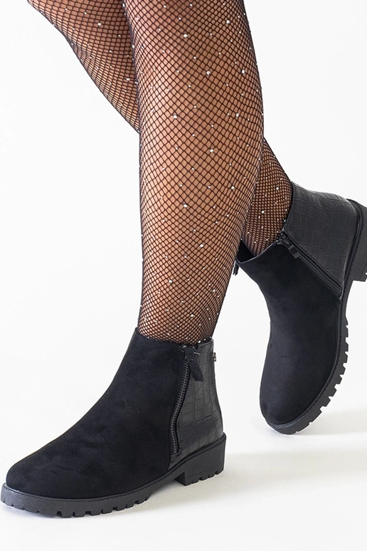 Juodi kulkšnies batai su krokodilo...