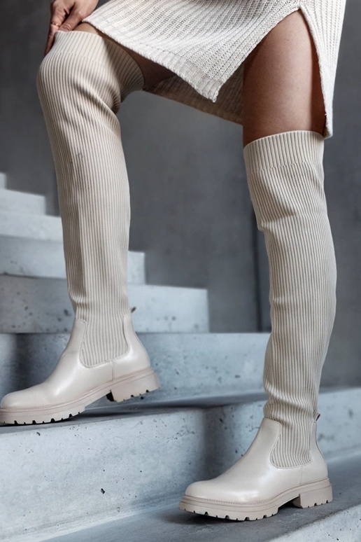 Bežiniai ilgi auliniai batai su...