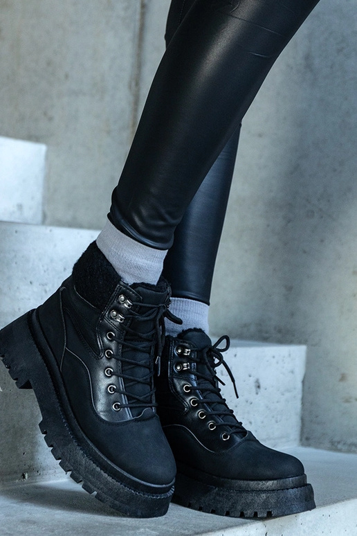 Juodi storapadžiai žygio batai su...