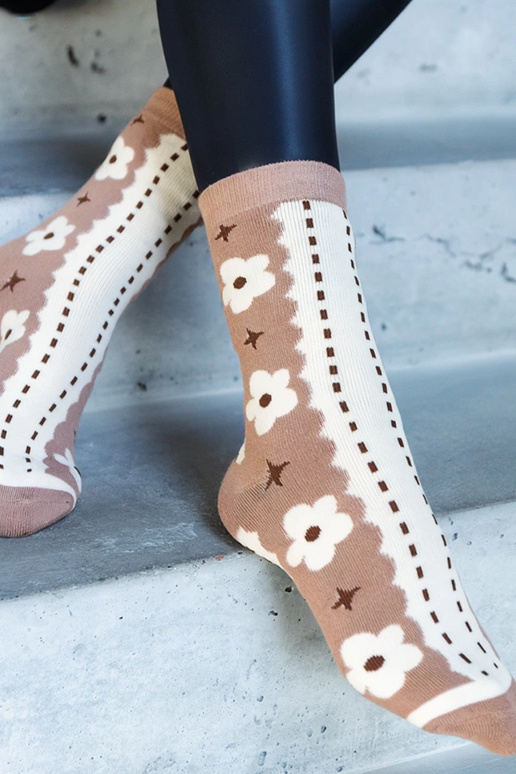 Juodos ir baltos šiltos kojinės Sella