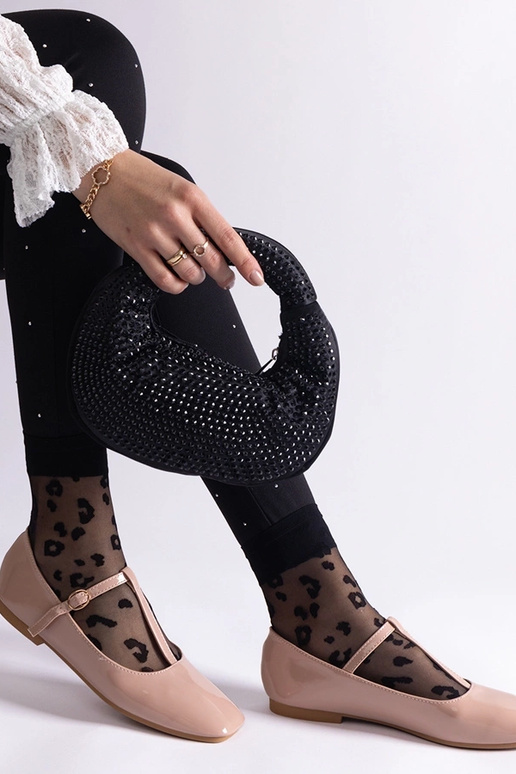 Smėlio spalvos lakinės odos baleto...