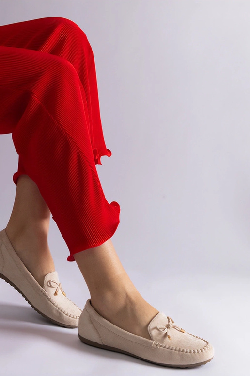 Smėlio spalvos zomšiniai mokasinai su...