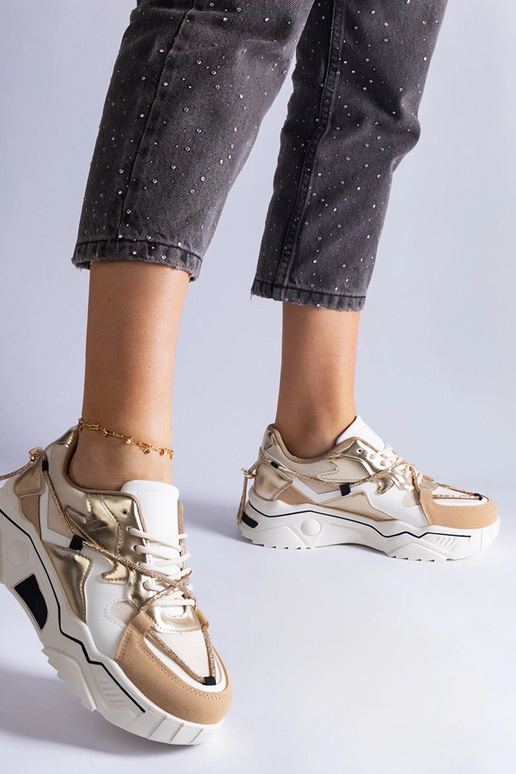 Smėlio spalvos sportbačiai, dekoruoti...