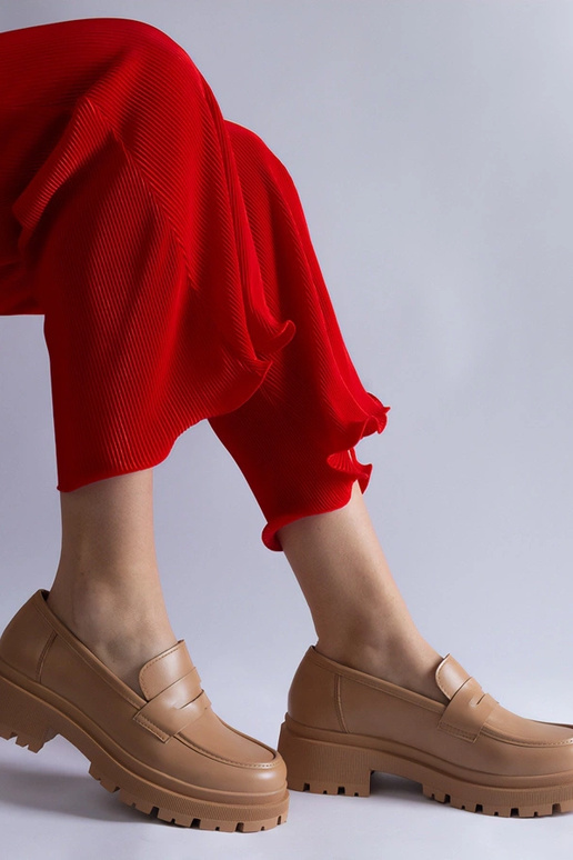 Tamsiai smėlio spalvos mokasinai iš...