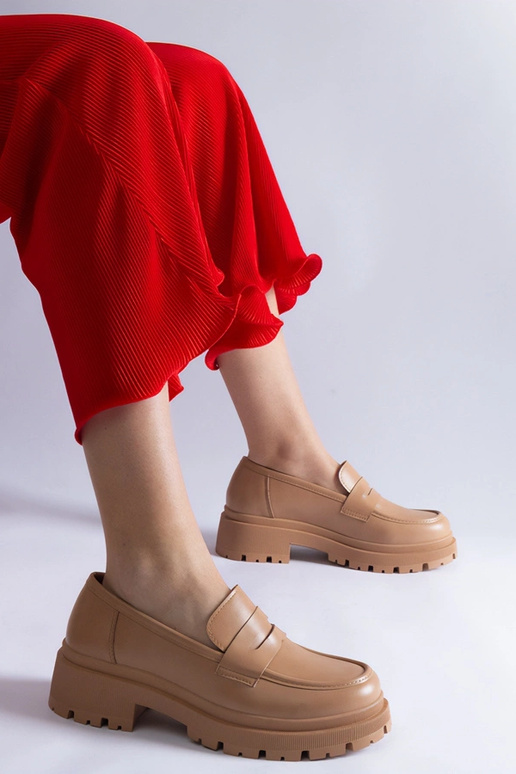 Tamsiai smėlio spalvos mokasinai iš...