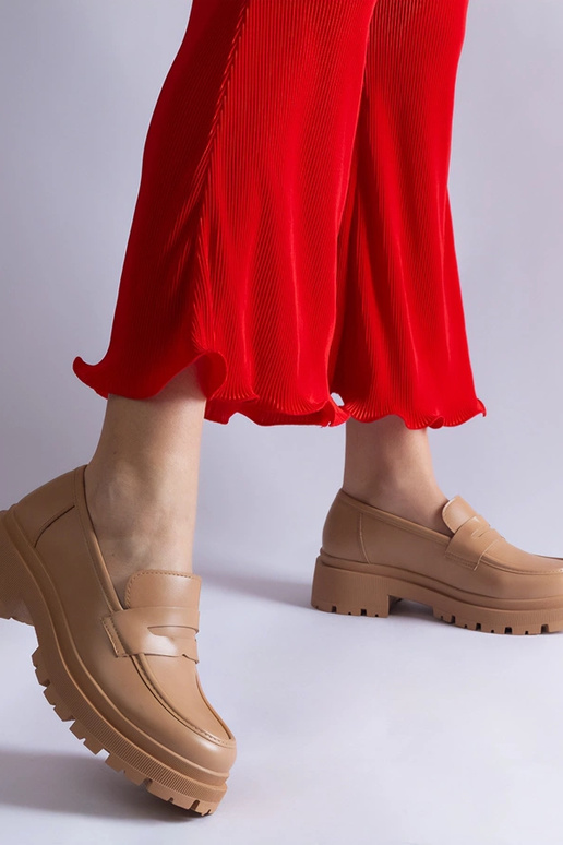 Tamsiai smėlio spalvos mokasinai iš...