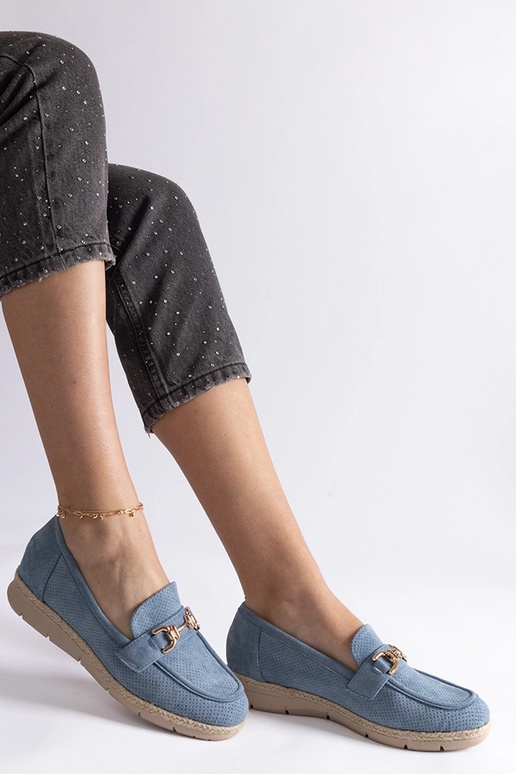 Mėlynos spalvos moteriški batukai iš... Mėlynos spalvos moteriški batukai iš...