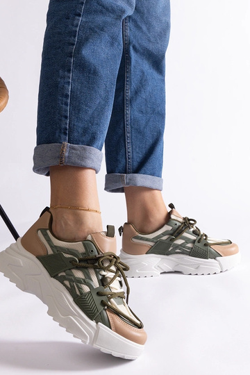 Žalios ir smėlio spalvos Alva moteriški sportbačiai 2