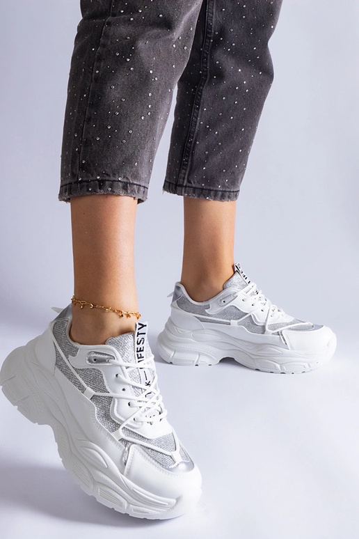 Balti sportbačiai su blizgučiais Rigel