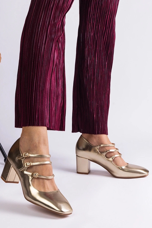 Auksinės pompos su blokiniu kulnu ir...