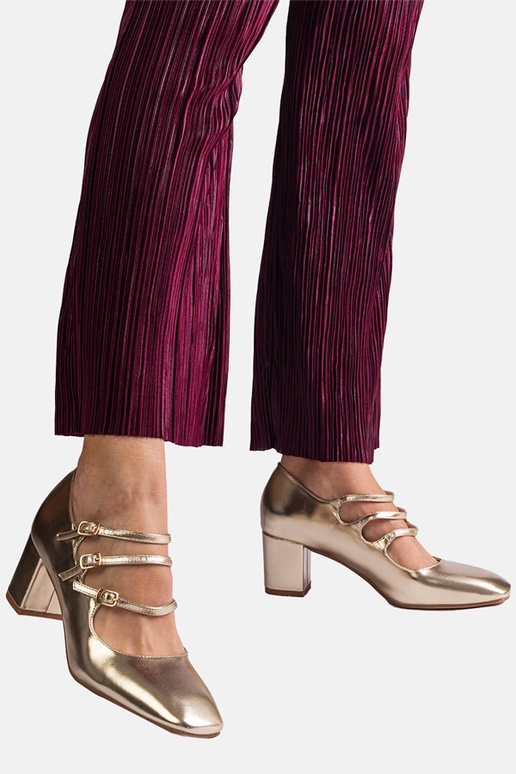 Auksinės pompos su blokiniu kulnu ir...