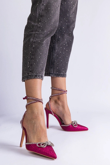 Rožiniai blizgantys aukštakulniai su lankeliu ir cirkonio Merkuri