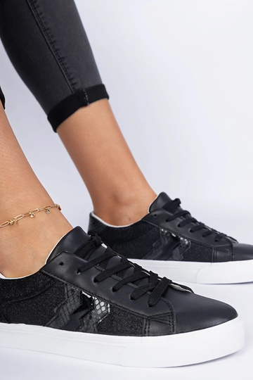 Walorin juodi sneakersai su gyvūnų motyvu ir blizgučiais 2