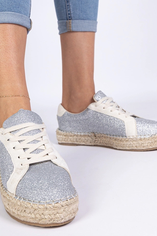 Sidabriniai moteriški espadrilės su... Sidabriniai moteriški espadrilės su...