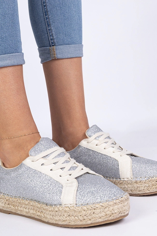 Sidabriniai moteriški espadrilės su... Sidabriniai moteriški espadrilės su...