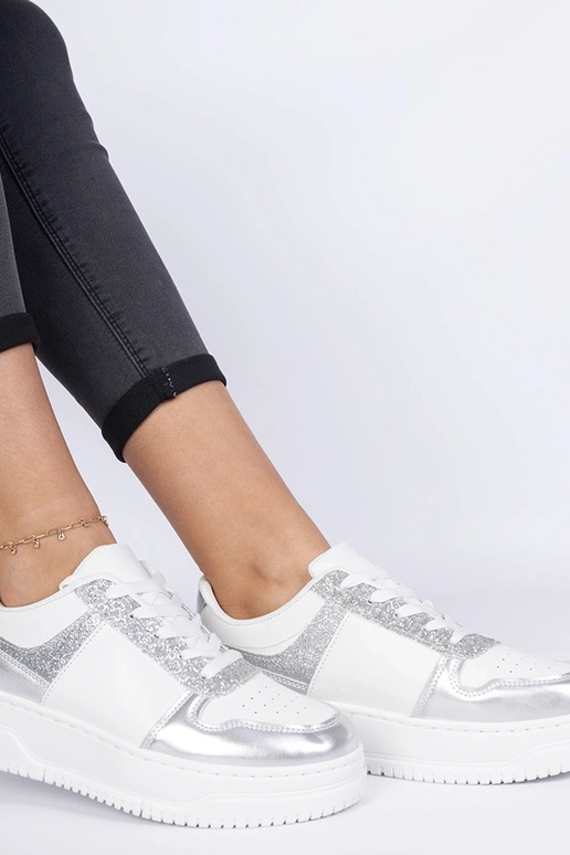 Sidabriniai moteriški sportbačiai su...