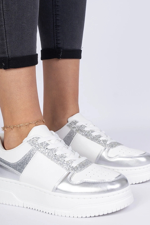 Sidabriniai moteriški sportbačiai su...