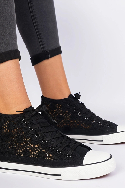 Juodi moteriški ażurowi bateliai Lesli