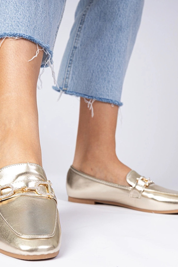 Auksinės elegantiškos mokasinos su cirkonių Banzao