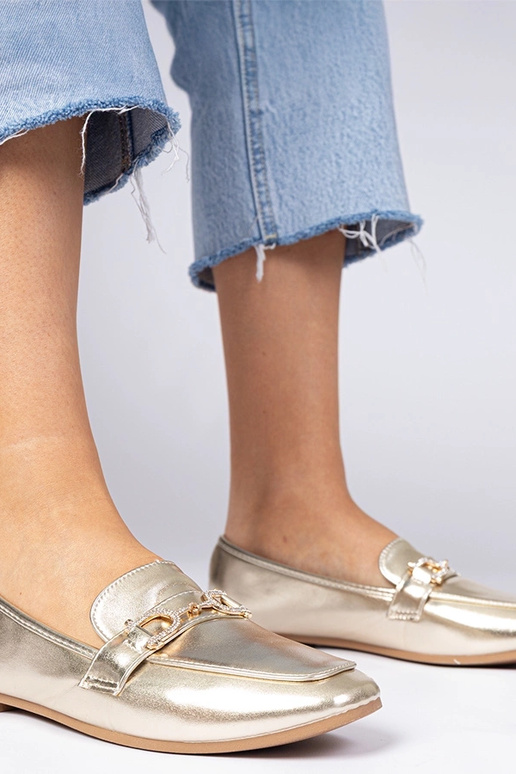 Auksinės elegantiškos mokasinos su...