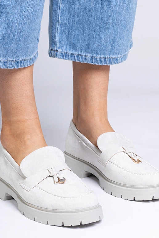 Pilki elegantiški mokasinai iš... Pilki elegantiški mokasinai iš...