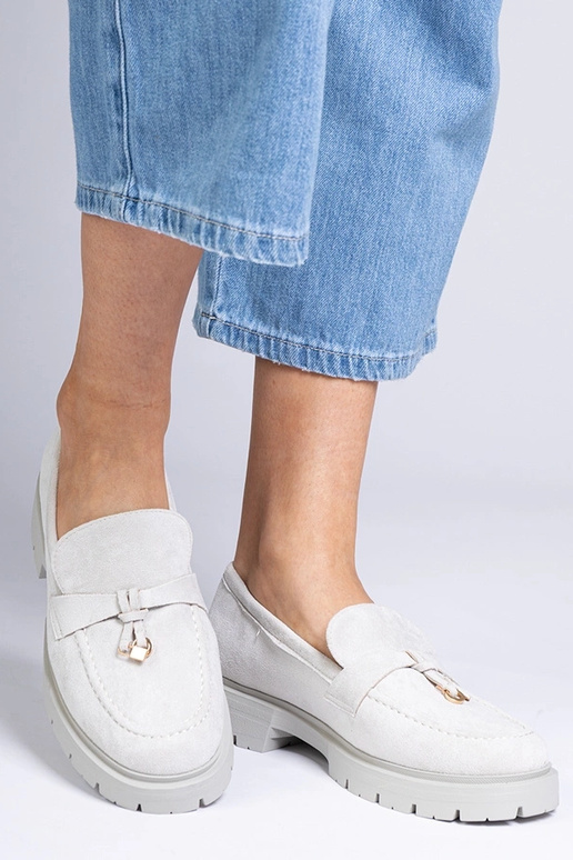 Pilki elegantiški mokasinai iš... Pilki elegantiški mokasinai iš...