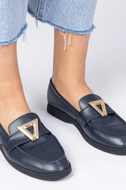 Tamsiai mėlyni moteriški mokasinai su... Tamsiai mėlyni moteriški mokasinai su...