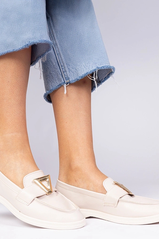 Šviesiai rudi moteriški mokasinai su...