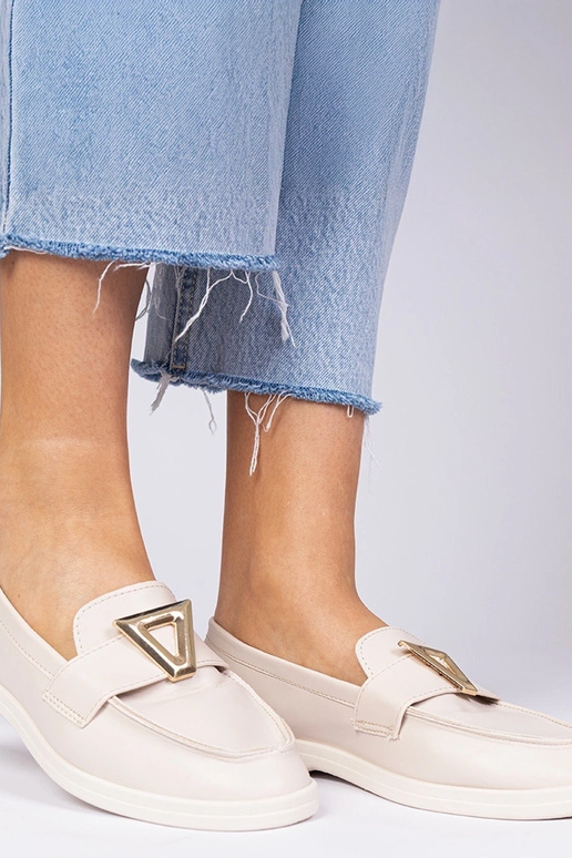 Šviesiai rudi moteriški mokasinai su...