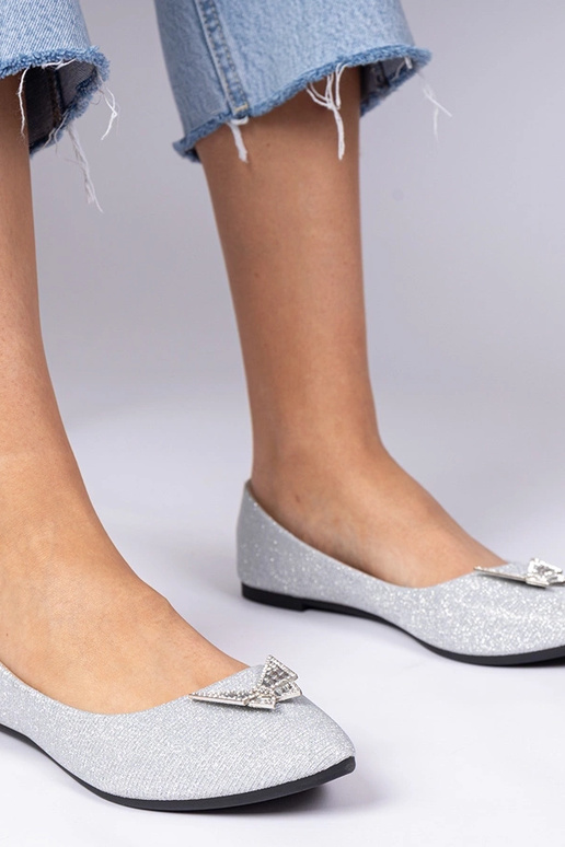 Sidabrinės moteriškos balerinų...