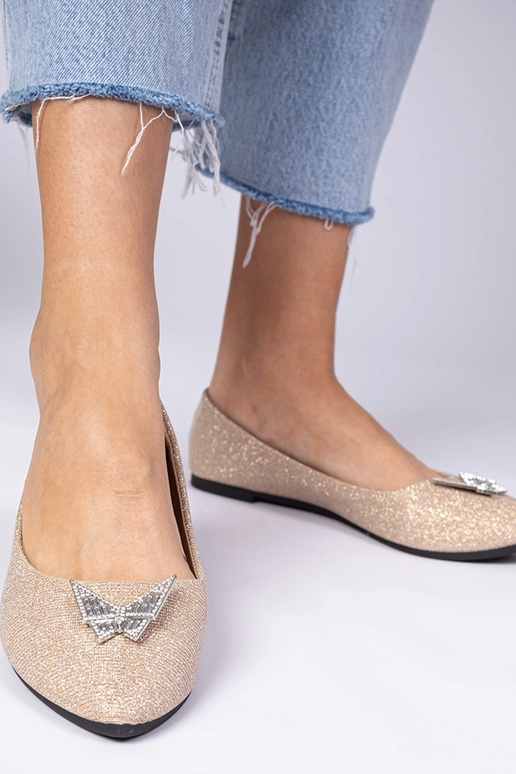 Šampaninės moteriškos balerinų...