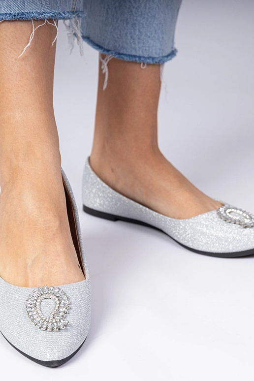 Sidabrinės moteriškos balerinų...