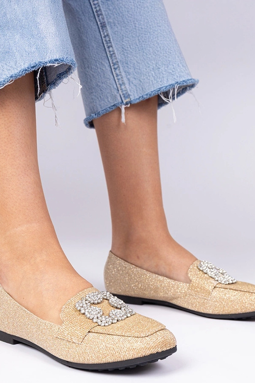 Auksiniai blizgūs mokasinai su...