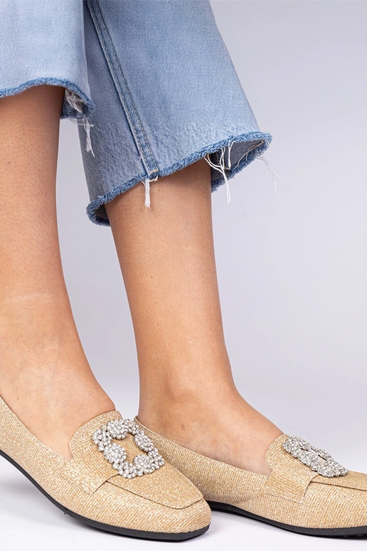 Auksiniai blizgūs mokasinai su...